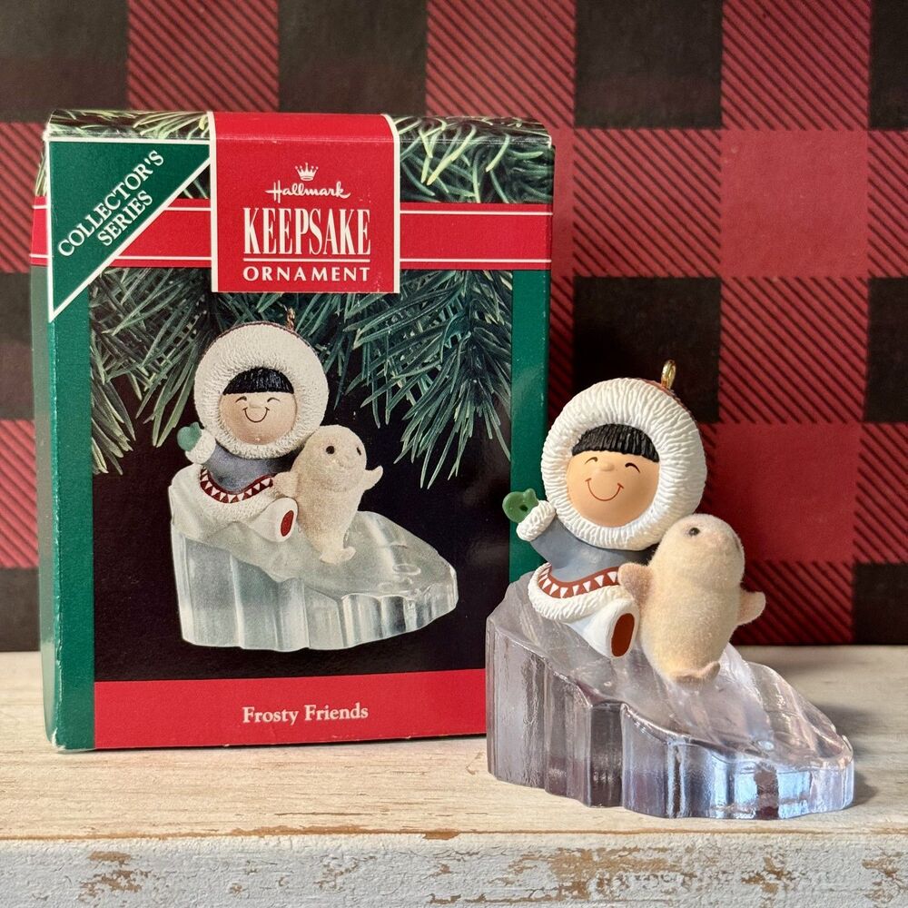 1990 Hallmark Frosty Friends #11 Christmas Keepsake Ornament | Eskimo & Seal